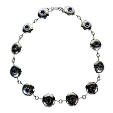 Vintage Navajo Sterling Silver Lapis Southwest Concho Belt Signed "SBM"