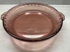 Rose colored Pyrex Glass Fluted Pie Bowl 24 cm Crimped Deep Dish Plate #229