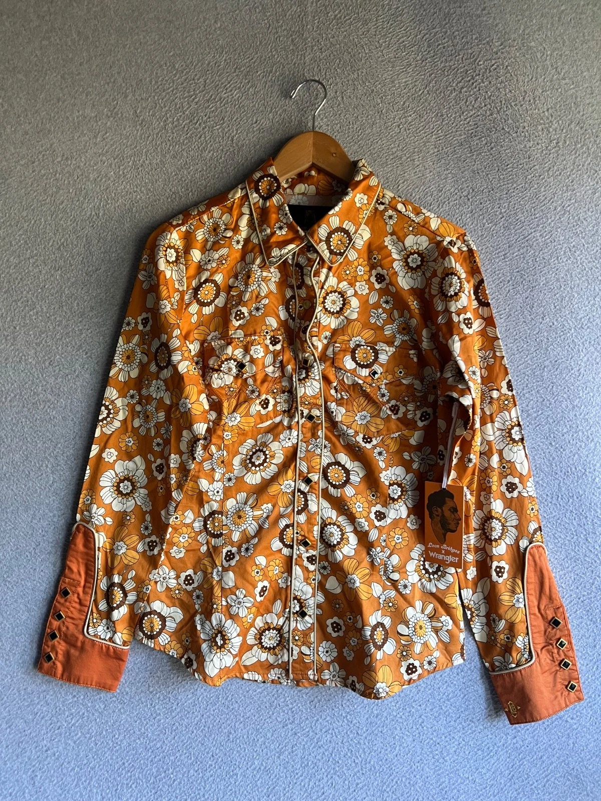Leon Bridges Wrangler Shirt Mens Small Floral Print Western Pearl Snap Rodeo NWT