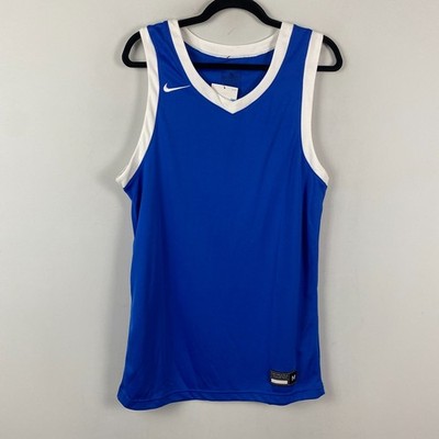Nike Dri-Fit Cross Over Basketball Tank Top Jersey Size M Blue White New