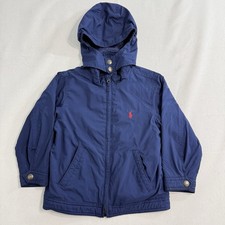 Polo Ralph Lauren Boys Navy Blue Coat Jacket Red Pony Logo 4T Flaw