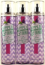 QTY 3 - Bath  Body Works APPLE BLOSSOM  LAVENDER Fine Body Mist Spray 8Oz