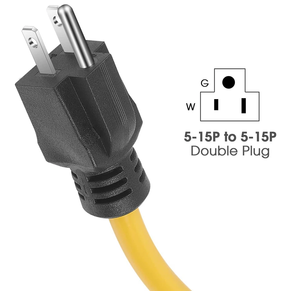 3 Prong Plug 125V Double Male Extension Cord For NEMA 5-15P to 5-15P - Image 3 of 4