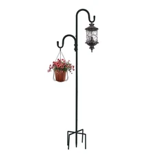 78 Inch Double Shepherds Hooks for Outdoor Bird Feeder,Hanging Plants,Solar L...