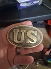 Vintage Civil War US Reproduction Brass Belt Buckle REPLICA