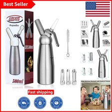 Professional 500mL Aluminum Whipped Cream Dispenser with 3 Nozzles for Gourme...