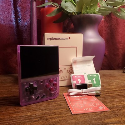 Purple Miyoo Mini Plus ~ Onion ~ 128Sandisk ~100+ Themes ~ Cheat, Save, Rew/FF