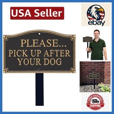 Aluminum Yard Sign: 'Please Pick Up After Your Dog' with Lawn Stake Included