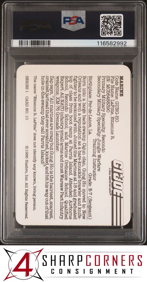 1986 HASBRO G.I. JOE #10 GUNG-HO POP 5 PSA 10 - Image 2 of 3