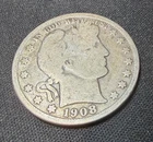 USA United States 1908 Half 1/2 Barber Silver 0.900 1$ Dollar KM#116