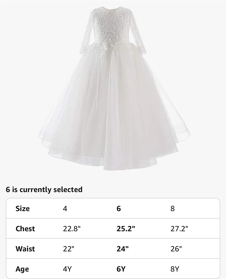 Talla 6-7Y. Vestido de niña con flores, top de encaje, falda de tul, cumpleaños, vestido de novia Foto 4 de 4