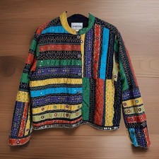Vintage Chico  s Boho Patchwork Embroidered Jacket Made In India Size Large 2 