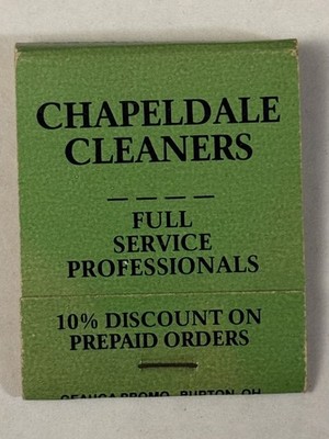 Chapeldale Cleaners Full Matchbook Madison Geneva Ohio OH Vintage Matches Old