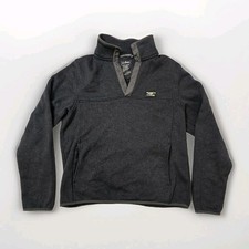 LL Bean Airlight Knit Pullover Mens Medium M Grey 1/4 T Snap Performance Sweater