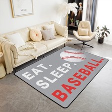Baseball Rugs for Living Room Bedroom Boys Sports Theme Living Room Rugs for ...