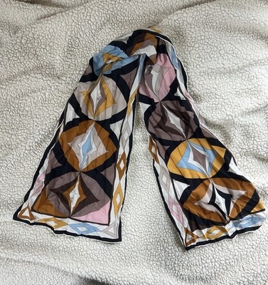 Emilio Pucci Firenze 48 Vintage Pure Silk Scarf Abstract Geometric Print Italy