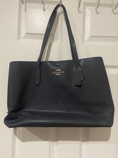 Coach Black Large Tote Bag, Zip Top, Double Handles, Inner Pockets, Bag Charm