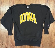 VTG 80  s Champion Reverse Weave Iowa College Sweatshirt Size XXL Black Spell Out