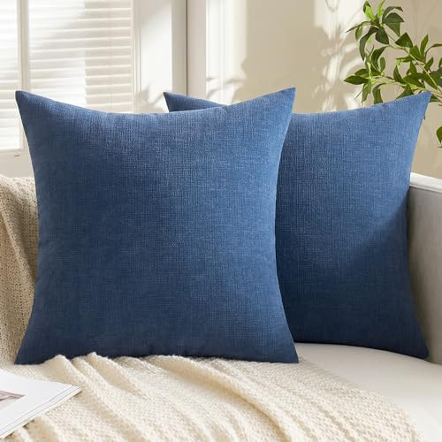 Couch Pillow Covers 18x18 Inch, Set of 2 Soft 18" x 18" (Pack of 2) Navy Blue - Picture 5 of 6