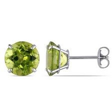 AMOUR 4 CT TGW Peridot Stud Earrings In 14K White Gold