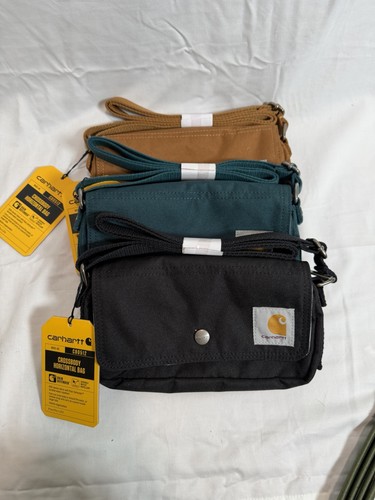 Carhartt Small Horizontal Crossbody Bag Black Adjustable Strap Pockets ALL THREE