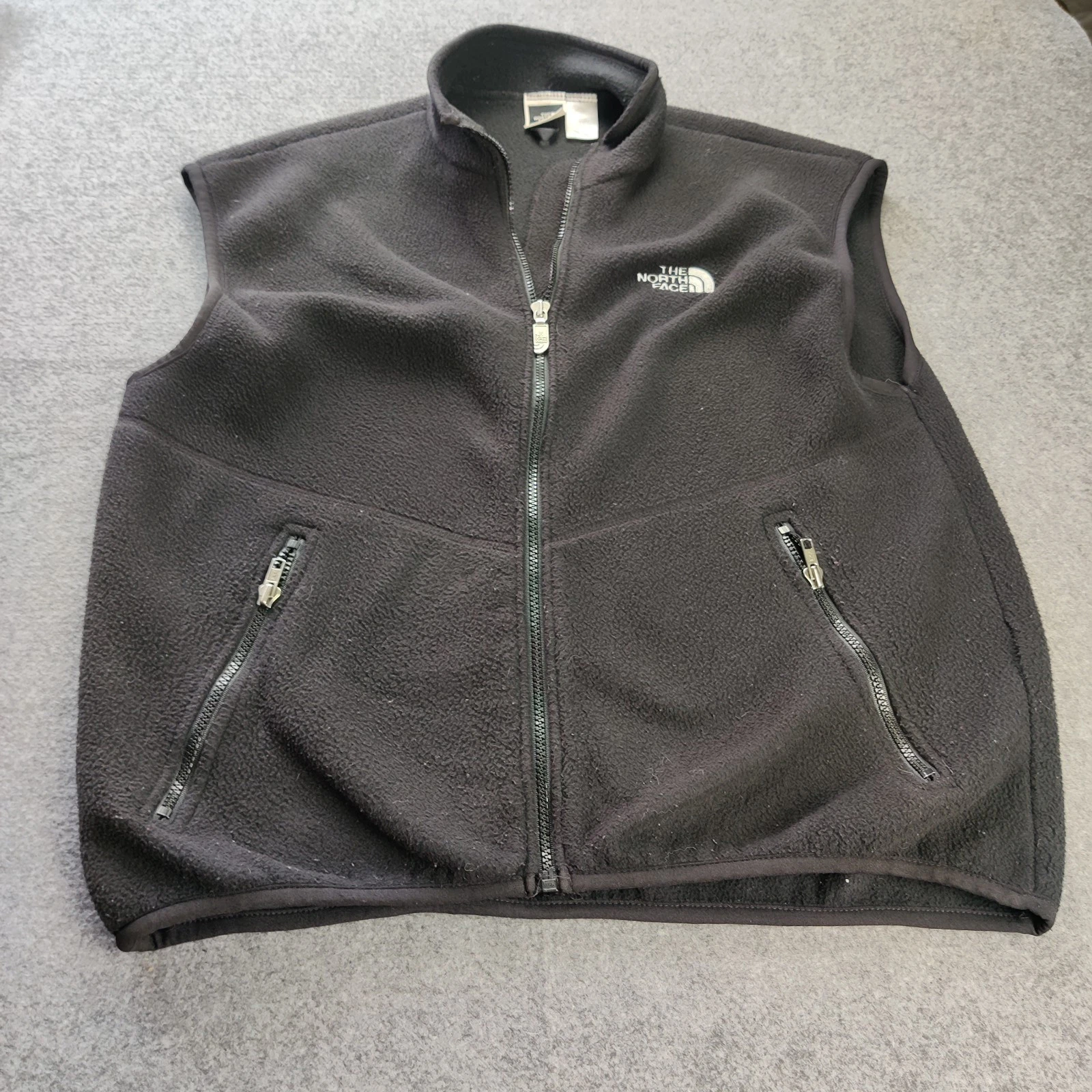 Vtg The North Face Fleece Vest Men's Large Black Made USA Logo Outdoors Golf