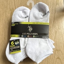 U.S. Polo Assn. Moisture Control Low Cut Athletic Socks 6 Pairs Men's White 6-12