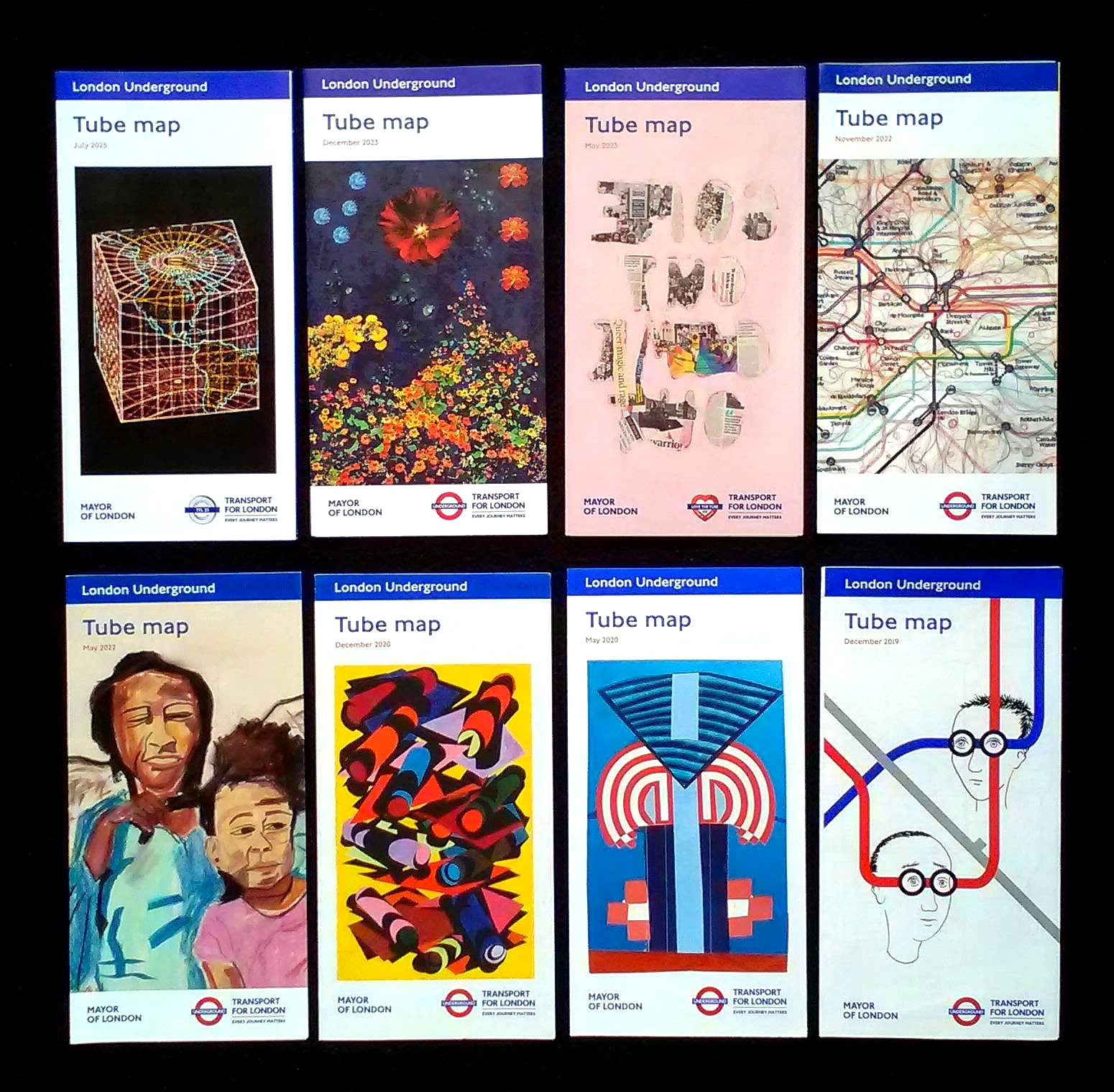 8-different-tfl-london-underground-pocket-tube-maps-2019-2025-ebay-uk