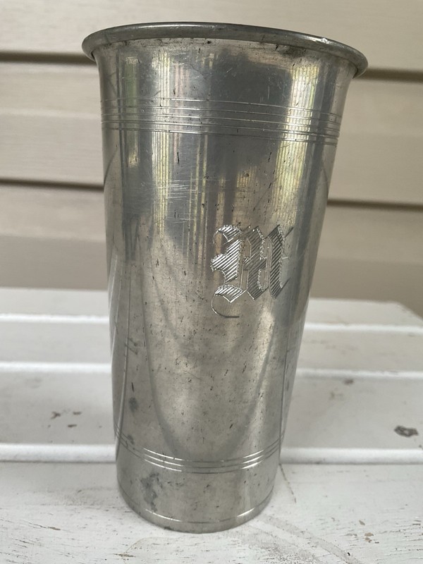 Signed Genuine Pewter Antique Tumbler Early 1900’s 