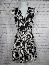 Womens Nine West Button Front Mini Dress Size XS Black/Ivory
