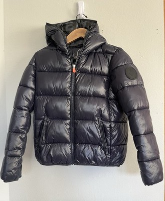 Save The Duck Artie Ultra Light Puffer Jacket Blue Black Sz 12 Water Resistant