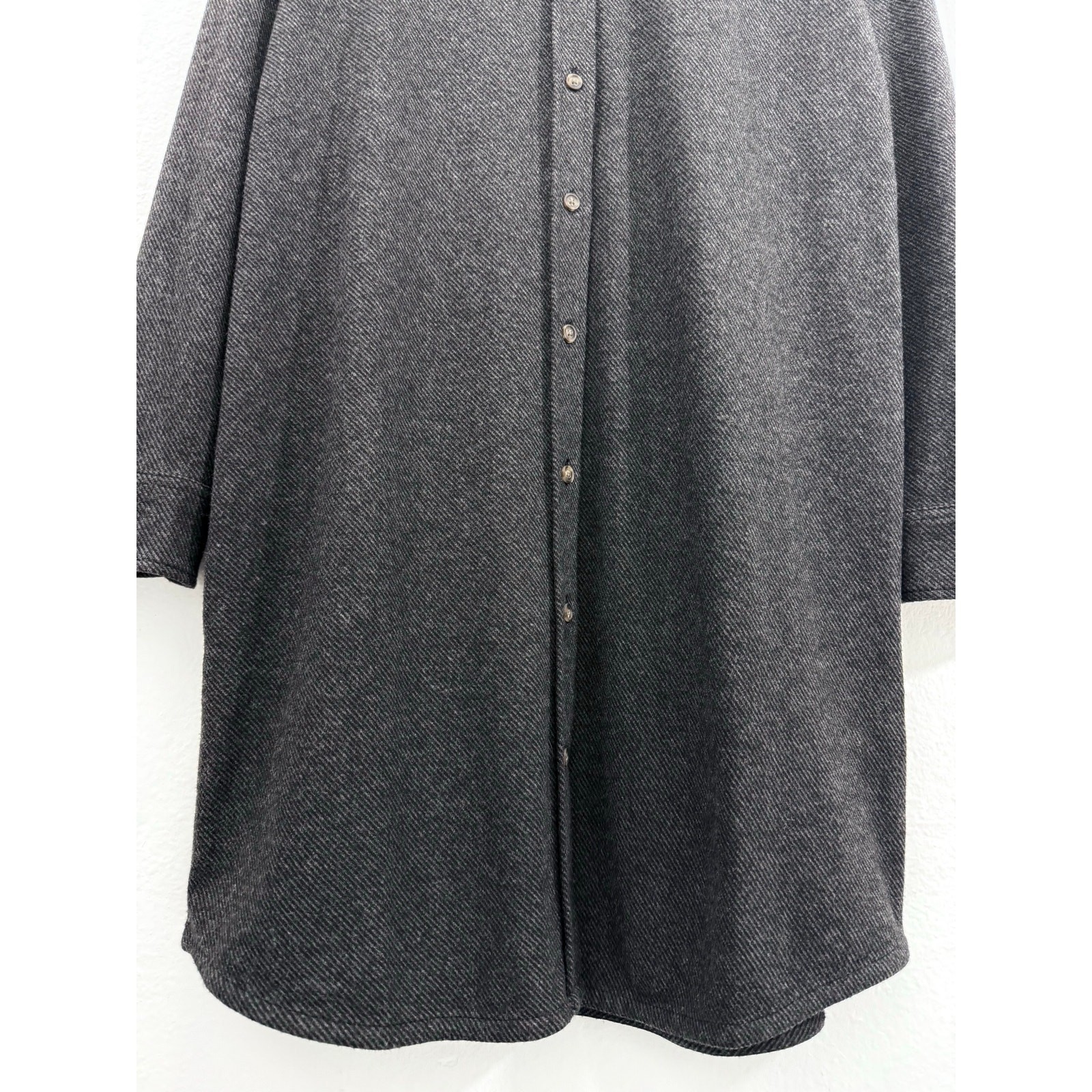 Faherty Legend Sweater Shirt Dress S Heathered Black Twill Soft Stretch Casual image 7