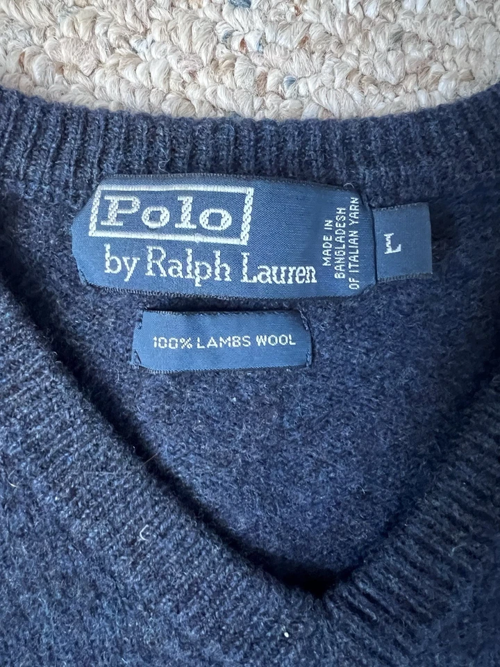 Suéter para mujer Polo by Ralph Lauren 100 % lana de cordero talla L suéter azul Foto 4 de 4