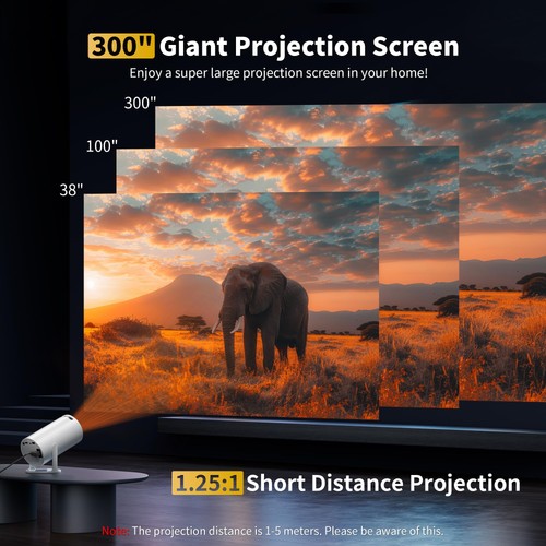 Mini Beamer Tragbar Proyector 4K Unterstützung, Full HD 1080P Kleinprojektor mit... - Bild 7 von 9