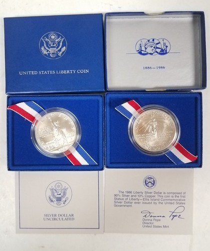CS0186PSSBFO U.S. MINT COMEM $1 YEAR 1986-S STATUE OF LIBERTY MS COIN FRESH OGP!