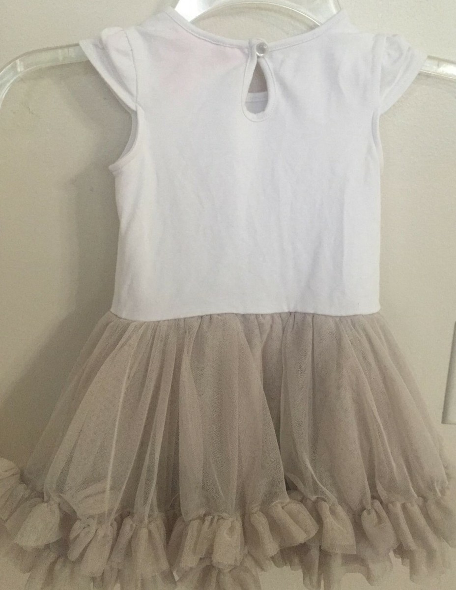 Isaac Mizrahi Girls Short Sleeve White Beige Easter Bunny Tutu Dress Size  18 M