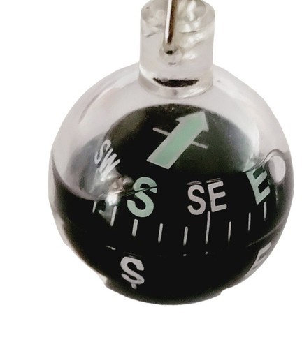 Floating Compass Keychain Water Filled Acrylic Clear Ball Directional Keyring - Picture 4 of 6