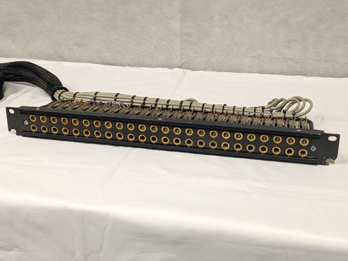 19" 1U Jackfield Audio Panel 2 rows x 24 M&M Brass Jacks Mono Pitch Rackmount