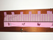 NOJO EMILY VALANCE BUTTERFLY FLOWER APPLIQUES STRIPES PINK BROWN GREEN