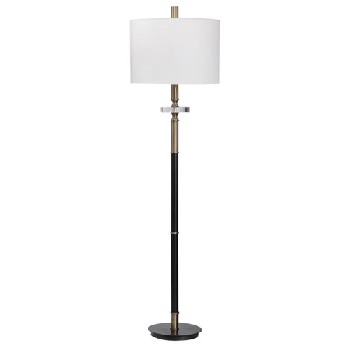 Uttermost Maud Traditional Steel Metal Floor Lamp in Aged Black/Antique Brass - Picture 1 of 8