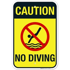 Caution No Diving Pool Sign,