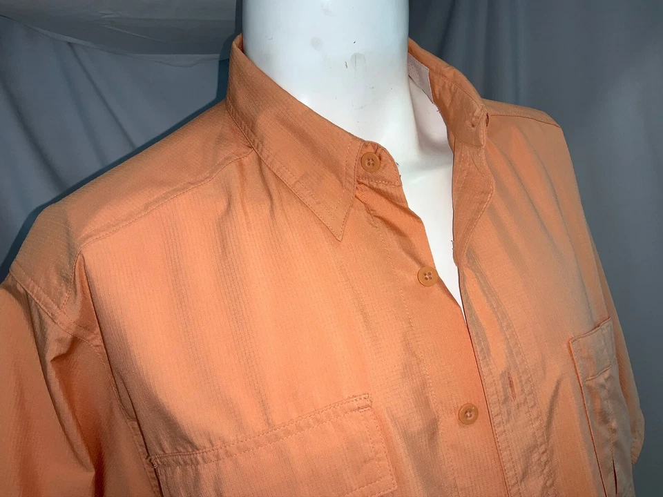 Camisa Royal Robbins Manga Corta Botón L Hombres Naranja CoolMax Poli YGI E0-518 Foto 3 de 4