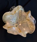Murano Yellow Sommerso Ashtray Flower Bowl with Encased Gold Leaf