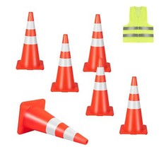 6 Pack Traffic Cones Safety Road Parking Cones W/ Reflective Collars Safety Vest