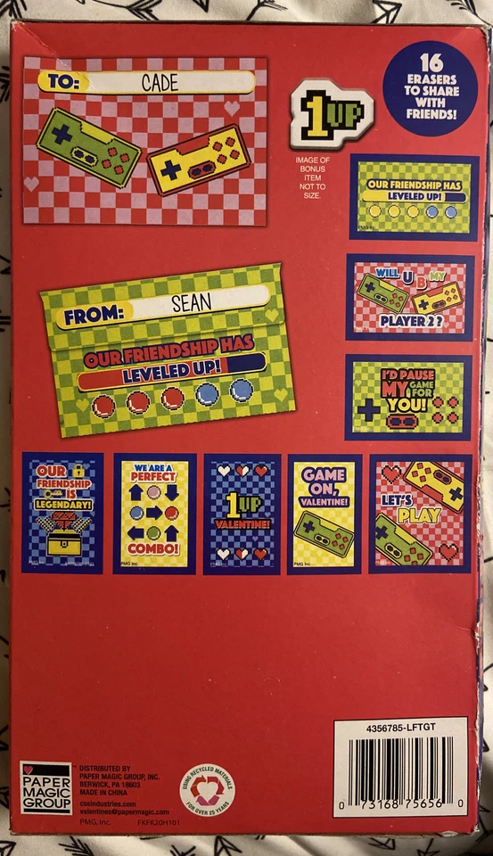 Next Level Video Game Theme Valentine's Day Cards w/ Erasers 16 Count A018 - Image 2 of 2