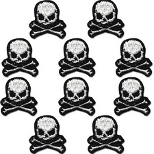 Skull Crossbones Patches (10-Pack) Skull Embr...