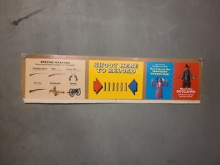 Shoot The Outlaws Cardboard Arcade Marquee 27"x7"