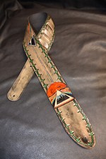 Guitar strap leather tooled all hand made in USA"Dark side of the moon" 3.5"