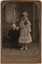 Antique Cabinet Card 1890s Young Girl First Holy Communion Dress Candle Rosary