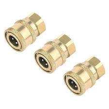 3 Pack Pressure Washer Coupler Brass Fittings 1/4 Inch Quick Connect to Femal...